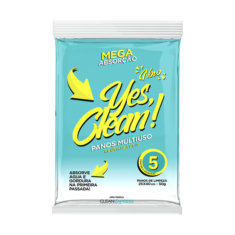 Pano Multiuso Reutilizáveis Yes Clean 25x40cm Com 5 Unidades