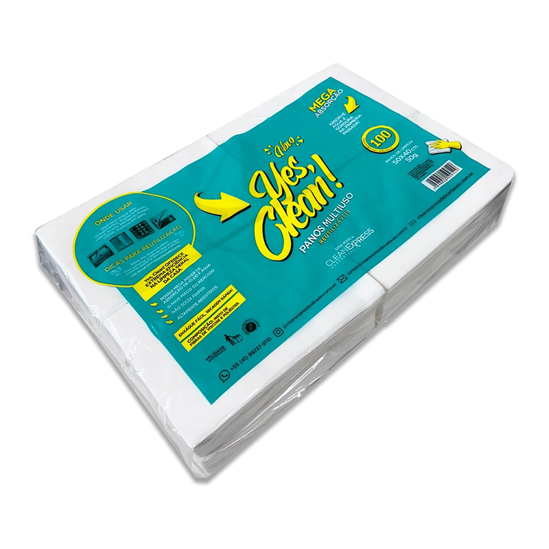 Pano Multiuso Reutilizáveis Yes Clean 50x40cm Com 100 Unidades