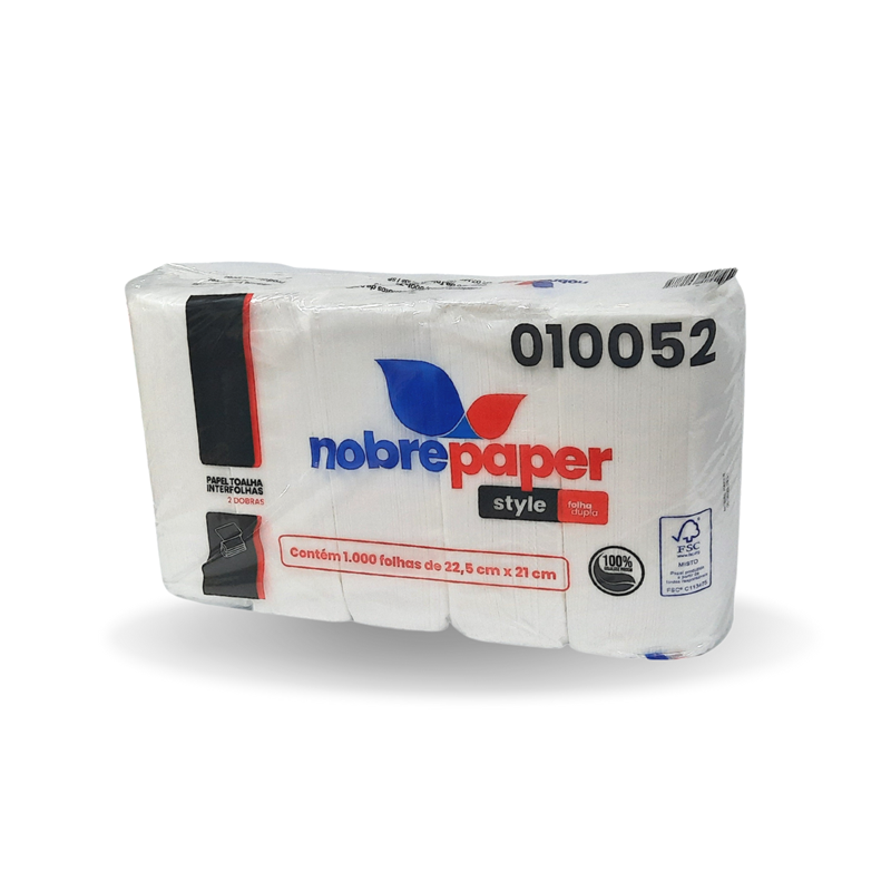 Papel Interfolha 100% Celulose Com 1.000 Folhas Duplas 22,5x21 Nobrepaper