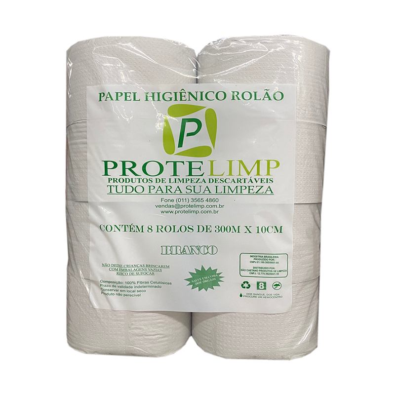 Papel Higiênico Rolão com 8 Rolos 10x300m Branco Protelimp