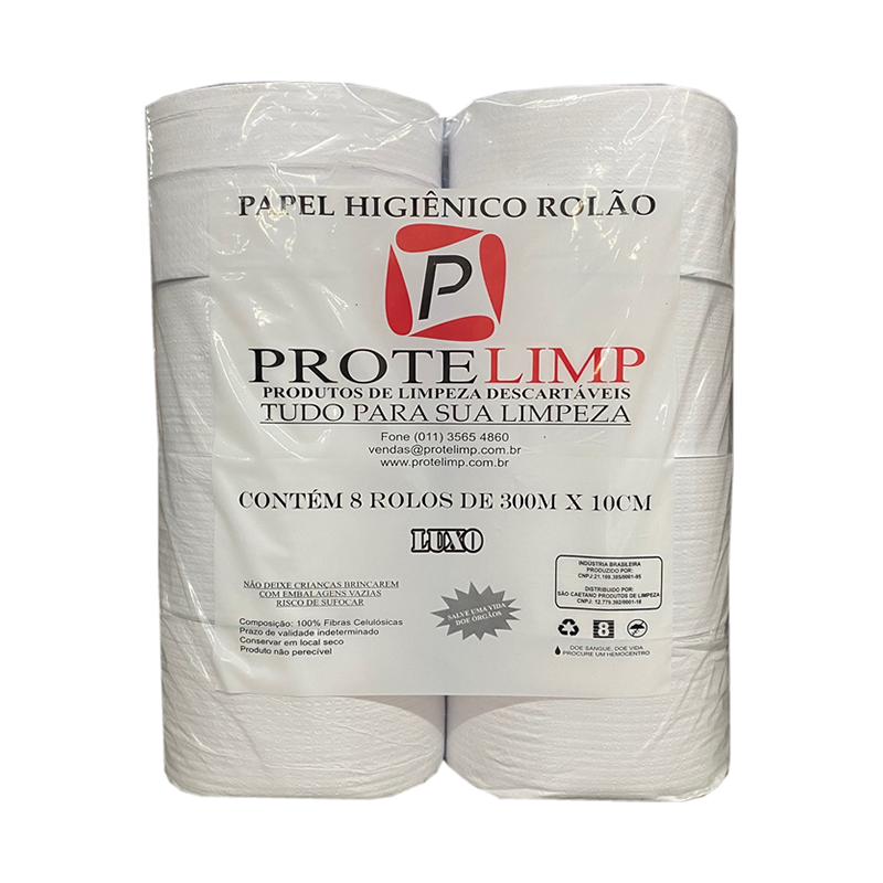 Papel Higiênico Rolão com 8 Rolos 10x300m Luxo Protelimp