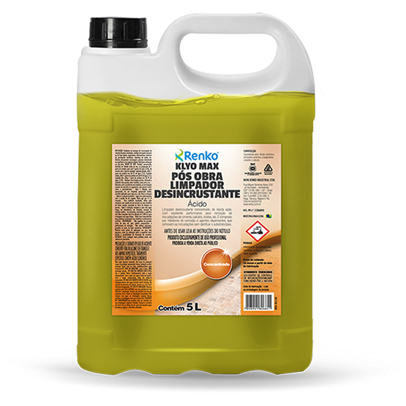 Klyo Max Pós Obra Limpador Desincrustante Ácido 5 litros Renko