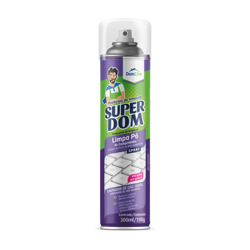Limpa Pó Ar Comprimido Spray Super Dom 300ml Baston