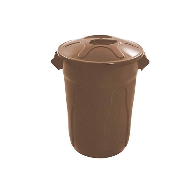 Cesto Plástico Tipo Balde Com Tampa 40 litros, Marrom CR40m