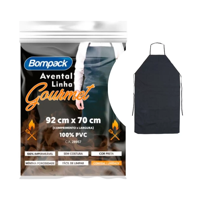 Avental Gourmet 100% PVC 92cm X 70cm Preto