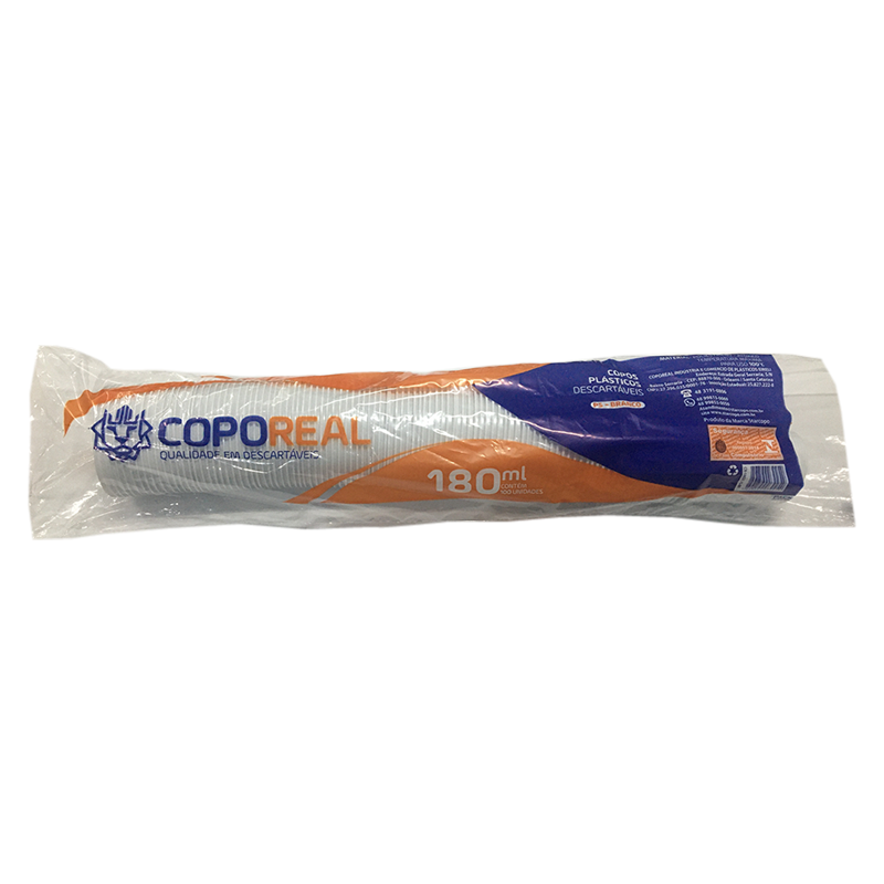 Copo Descartável Real 180ml Branco Com 100 Unidades