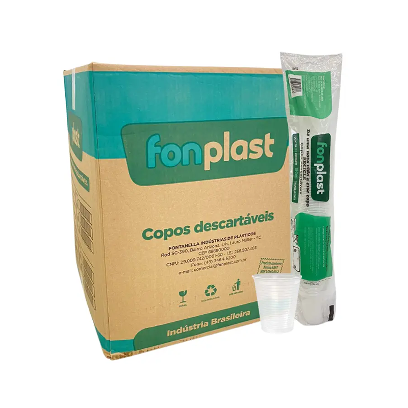 Copo Descartável Transparente 180ml Caixa Com 2.500 Unidades Fonplast