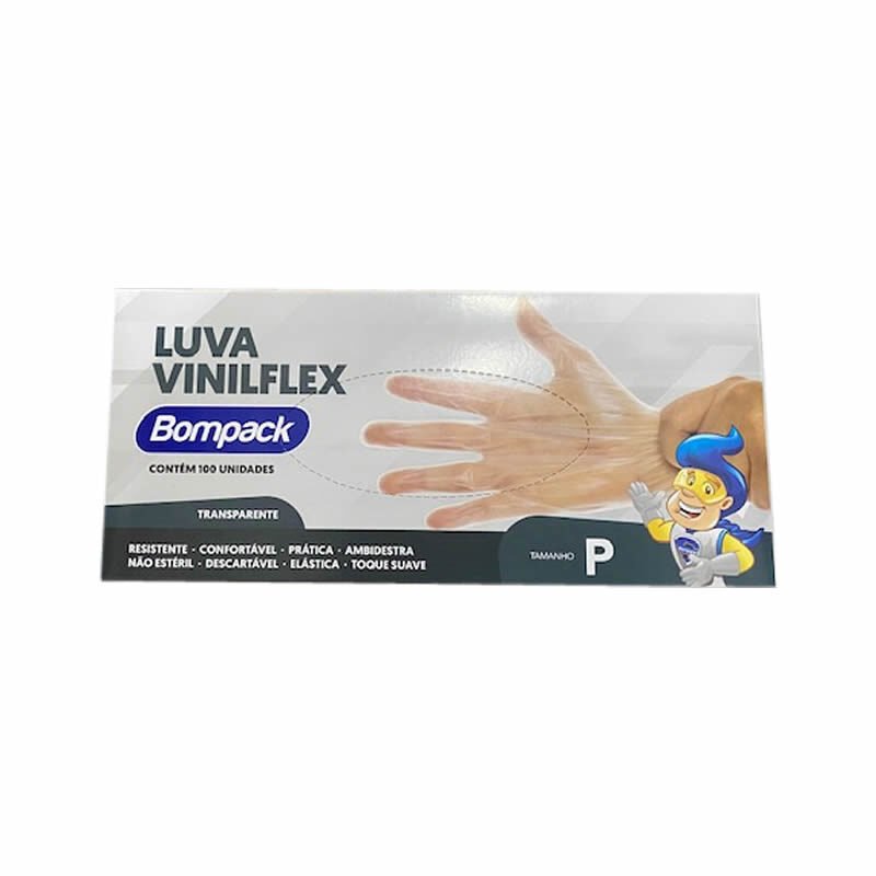 Luva Vinilflex P Transparente 100 Unidades Bompack