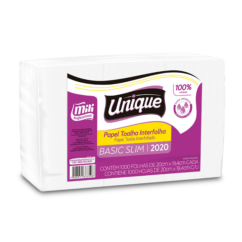 Papel Interfolha 100% Celulose com 1.000 Folhas Unique