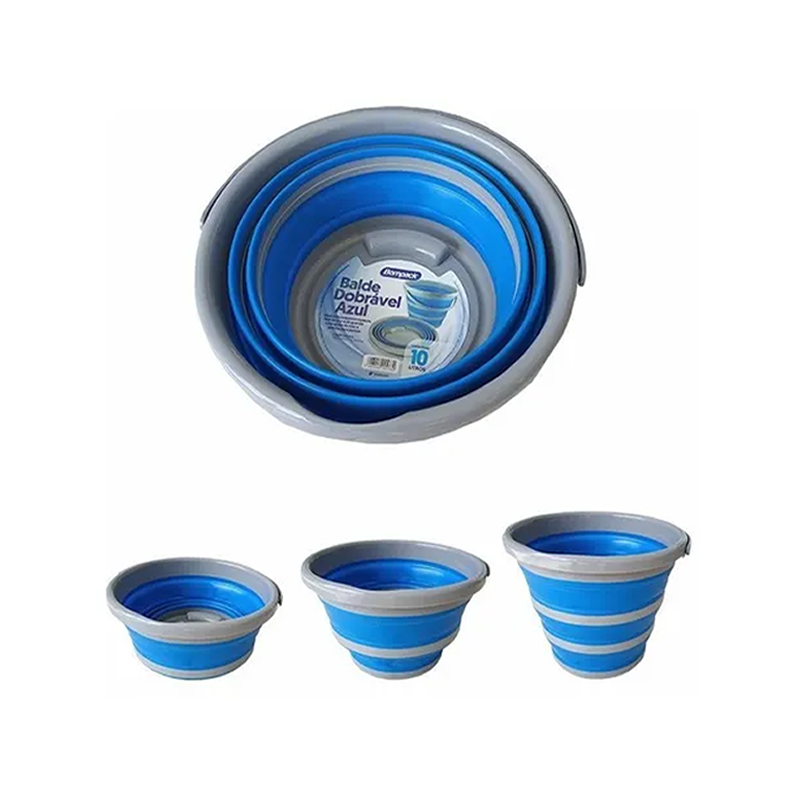 Balde Dobrável Azul 10 litros Bompack