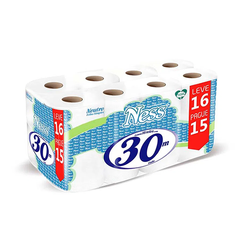 Papel Higiênico Ness Folha Simples 16x30m