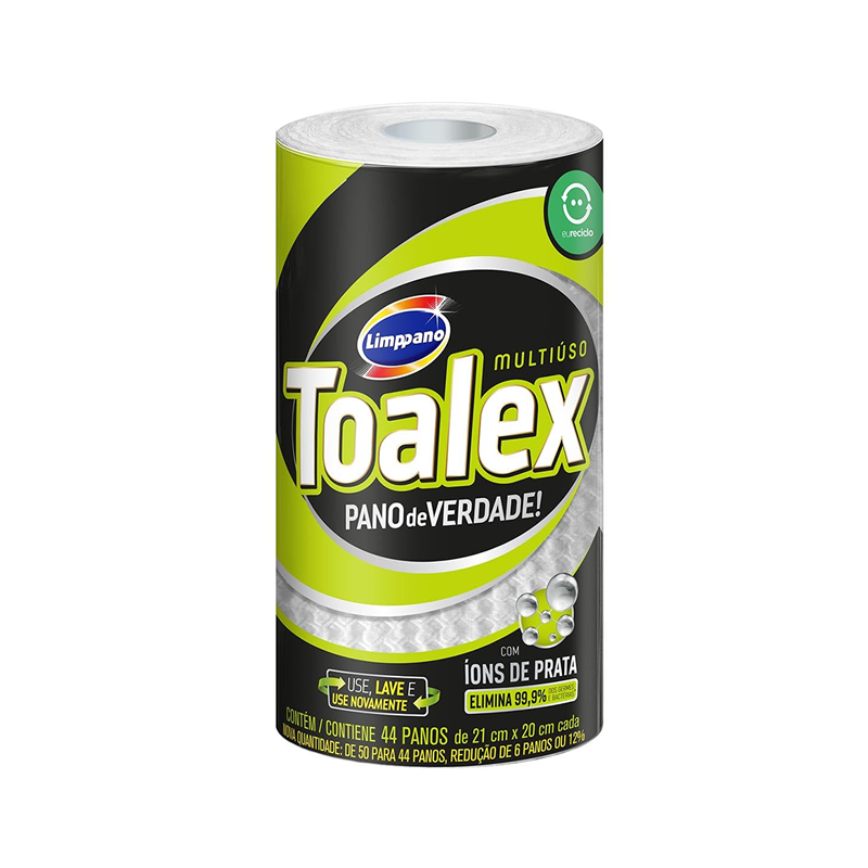 Pano Multiuso Reutilizável Toalex Com 44 Unidades Limppano