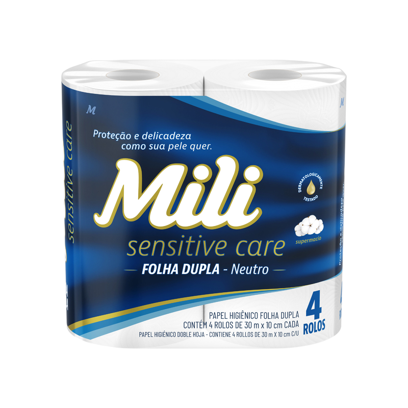 Papel Higiênico Mili Sensitive Care Folha Dupla 4x30m