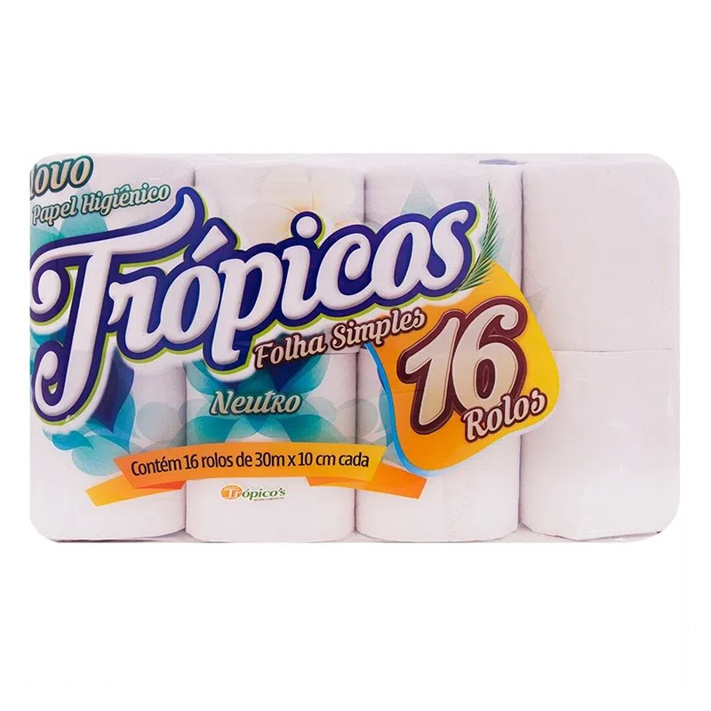 Papel Higiênico Trópicos Folha Simples 16x30m