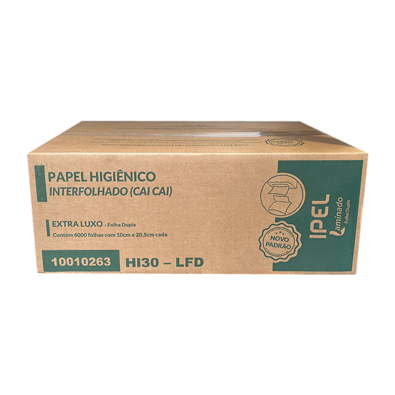 Papel Higiênico Interfolhado Folha Dupla Caixa com 6.000 Folhas Indaial