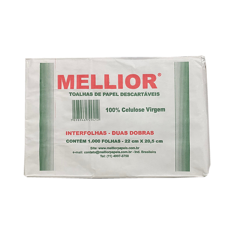 Papel Interfolha 100% Celulose com 1.000 Folhas Mellior