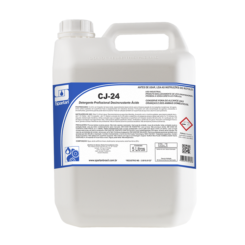 CJ-24 Detergente Profissional Desincrustante Ácido 5 litros Spartan
