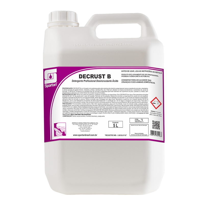 Decrust B Detergente Desincrustante Ácido 5 litros Spartan