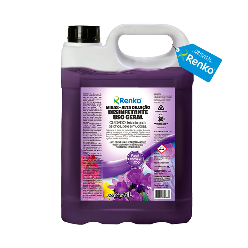Mirax Desinfetante de Alta Diluição Lavanda Campestre 5 litros Renko