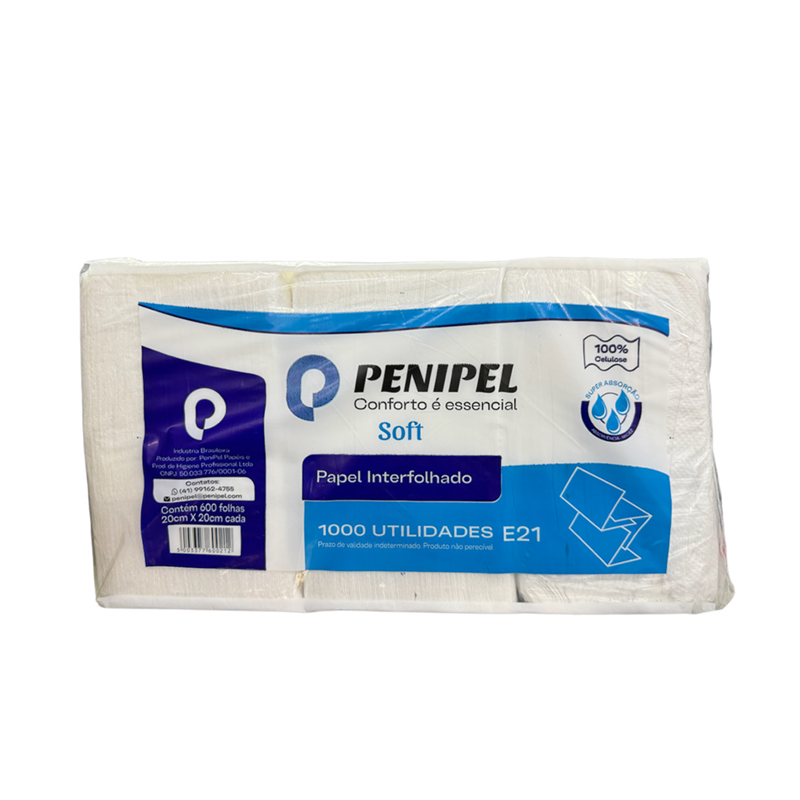 Papel Interfolha 100% Celulose com 600 Folhas PeniPel