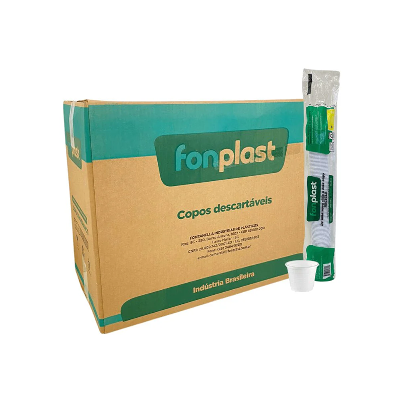 Copo Descartável Branco 50ml Caixa Com 5.000 Unidades Fonplast