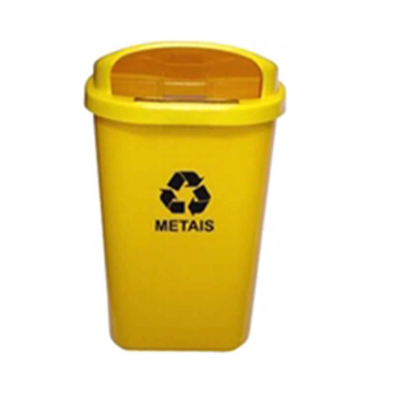 Lixeira 50 Litros Coleta Seletiva Individual Sem Poste Amarela ST6am