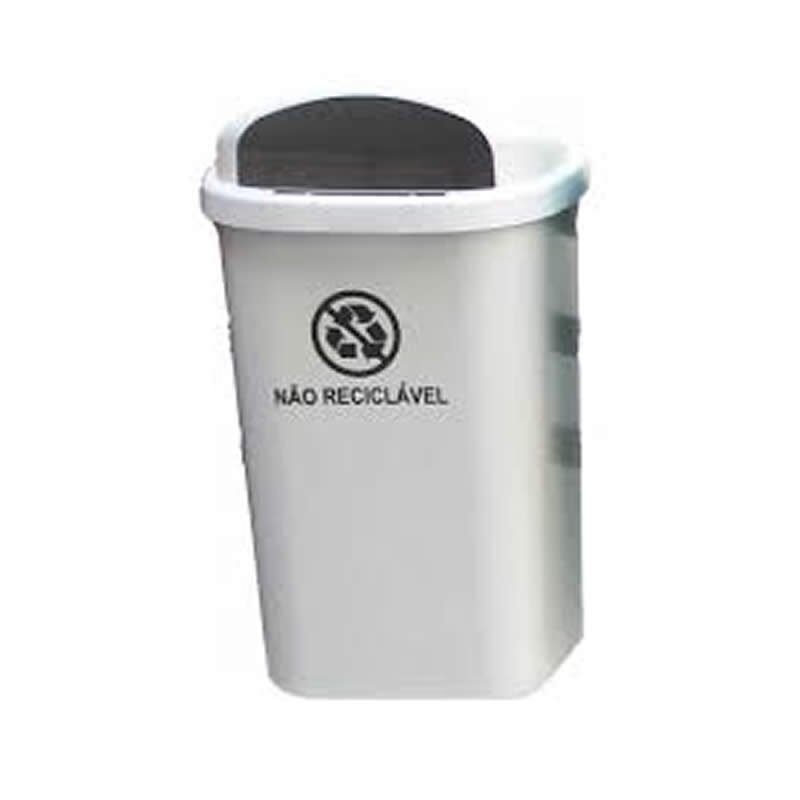 Lixeira 50 Litros Coleta Seletiva Individual Sem Poste Branca ST6b