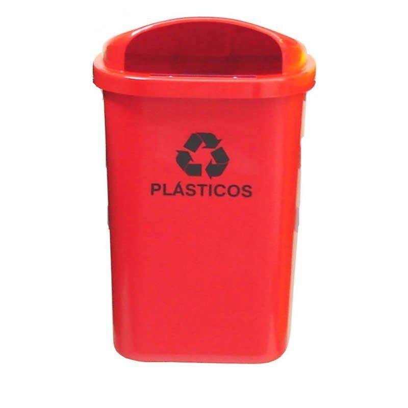 Lixeira 50 Litros Coleta Seletiva Individual Sem Poste Vermelha ST6v