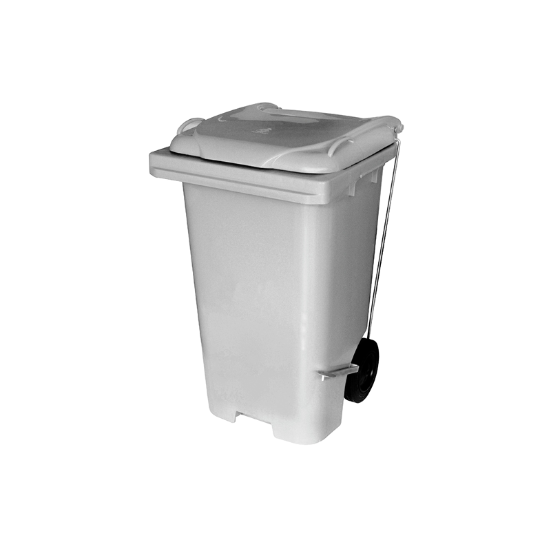 Carro Gari Contêiner Cinza 240 Litros Com Rodas e Pedal Lateral C240pc