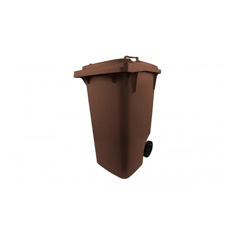 Carro Gari Contêiner Marrom 240 Litros Com Rodas C240cm