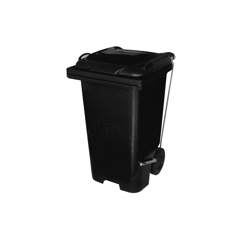 Carro Gari Contêiner Preto 240 Litros Com Rodas e Pedal Lateral C240pp