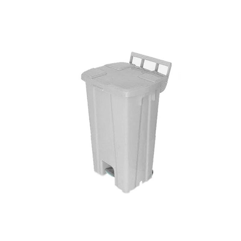 Cesto Cinza Quadrado Com Tampa, Pedal e Rodas 100L P100c