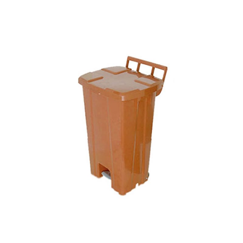 Cesto Marrom Quadrado Com Tampa, Pedal e Rodas 100L P100m