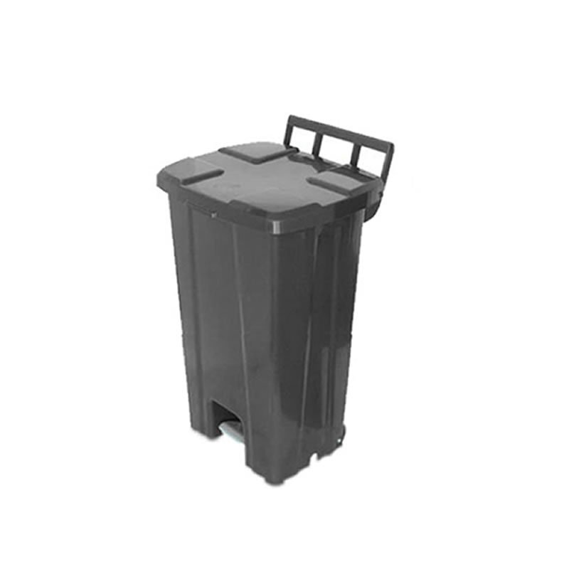 Cesto Preto Quadrado Com Tampa, Pedal e Rodas 100L P100p