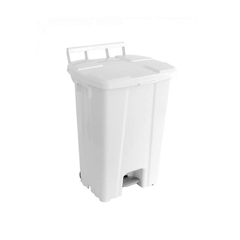 Cesto Branco Quadrado Com Tampa, Pedal e Rodas 100L P100b