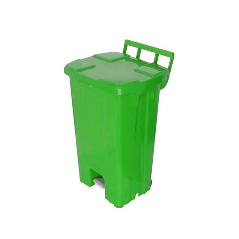 Cesto Verde Quadrado Com Tampa, Pedal e Rodas 100L P100vd