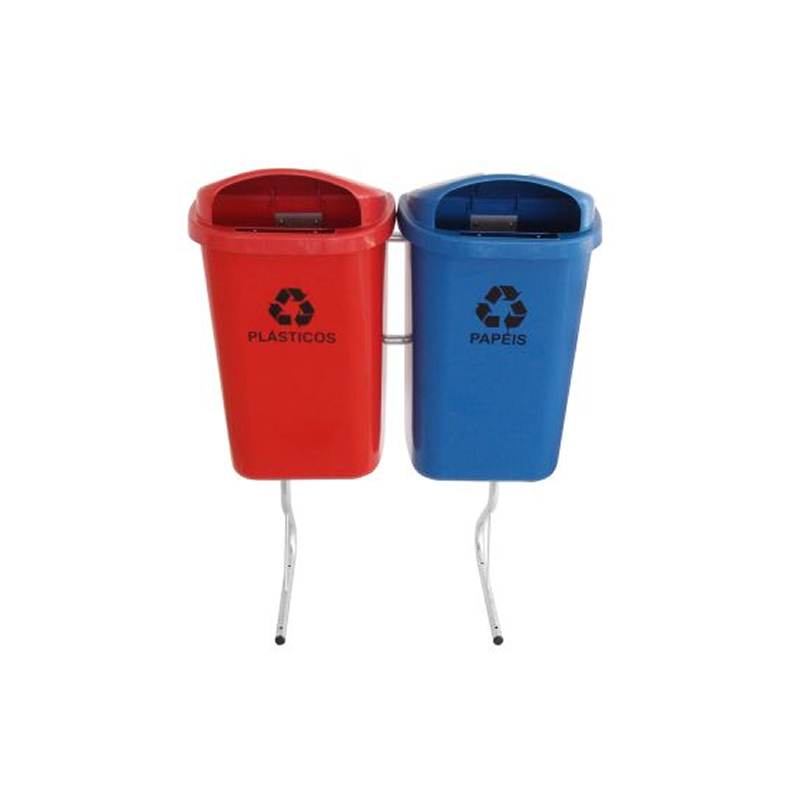Conjunto Para Coleta Seletiva 50 litros com 2 Cestos e Estrutura ST13