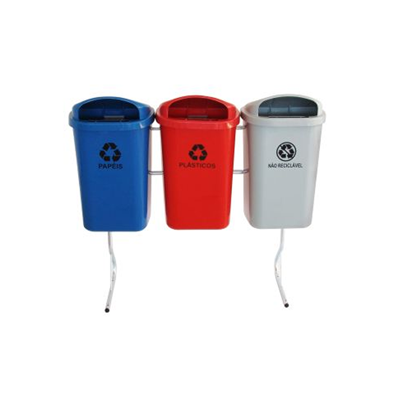 Conjunto Para Coleta Seletiva 50 litros com 3 Cestos e Estrutura ST9