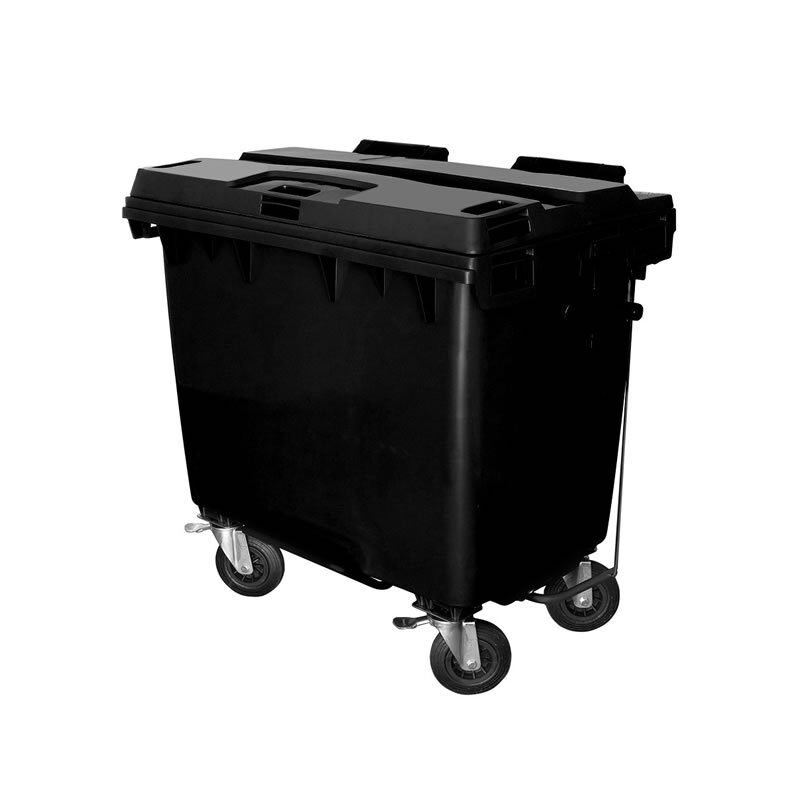 Contêiner 660 Litros Preto Com Rodas e Pedal 660pp