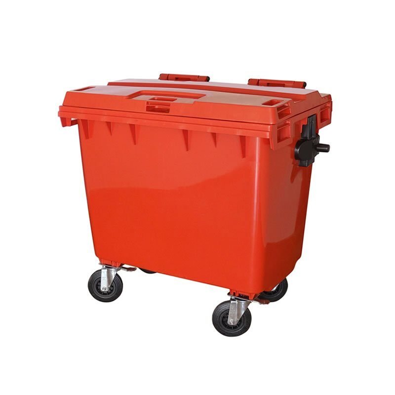 Contêiner 660 Litros Vermelho Com Rodas C660v