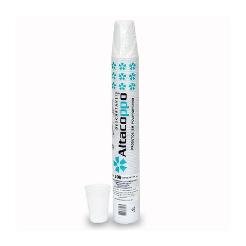 Copo Descartável PP Altacoppo 180ml Branco Com 100 Unidades