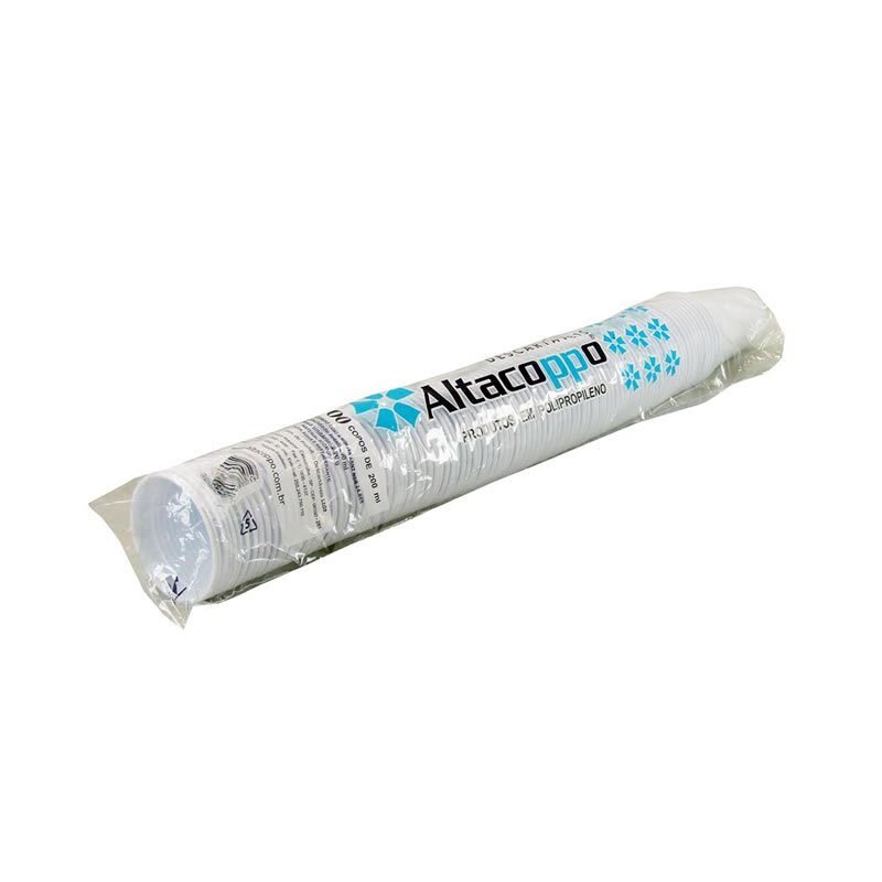 Copo Descartável PP Altacoppo 200ml Branco Com 100 Unidades