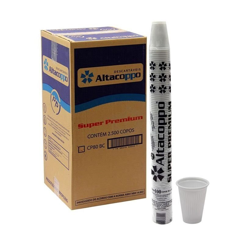 Copo Descartável PP Altacoppo 80ml Branco Caixa com 2.500 Unidades