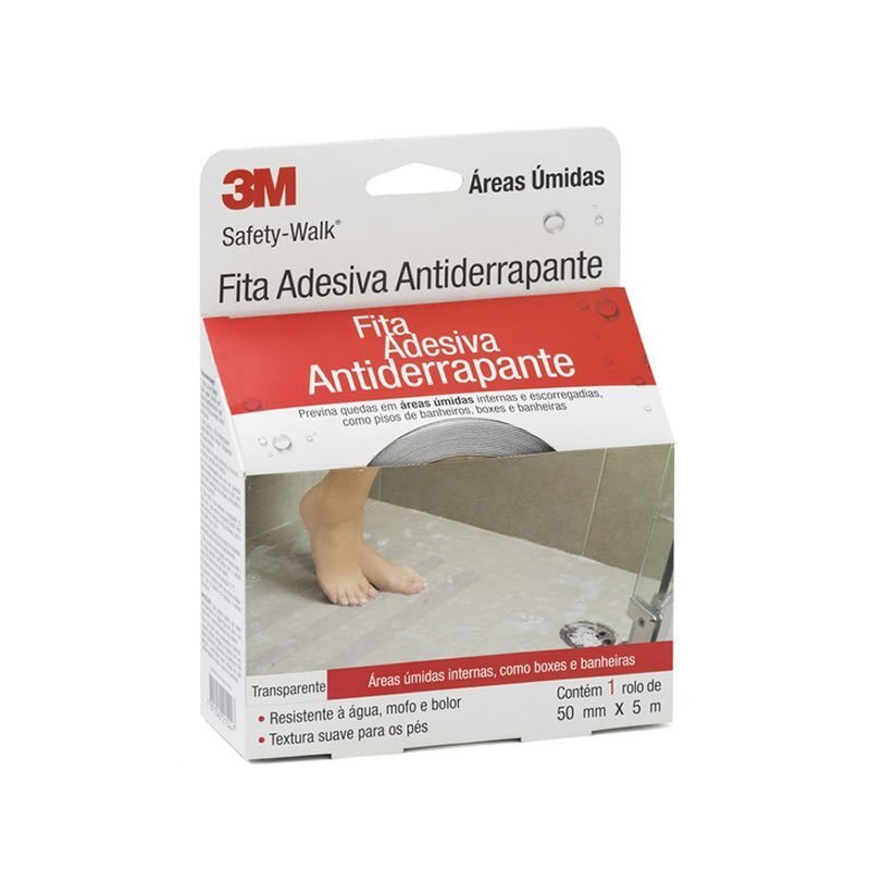 Fita Adesiva Antiderrapante Branca 3M Áreas Úmidas