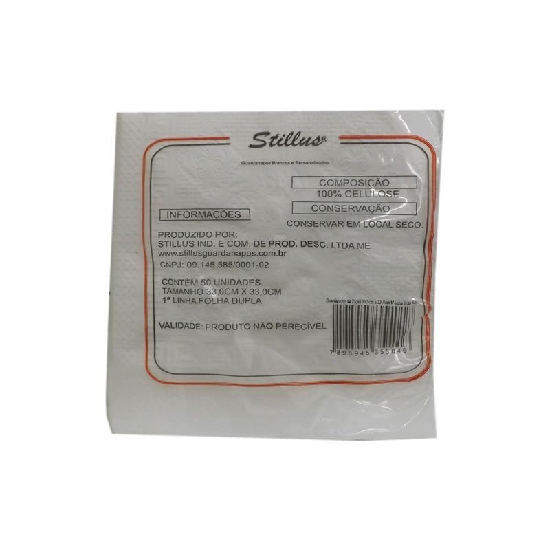 Guardanapo de Papel Folha Dupla 33x33 Stillus com 50 Folhas