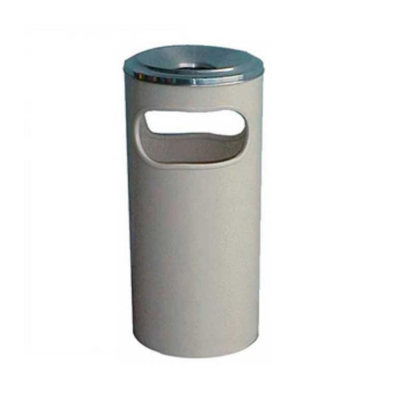 Lixeira Cinzeiro em Pintura Epóxi Branco com Aro em Alumínio C5b