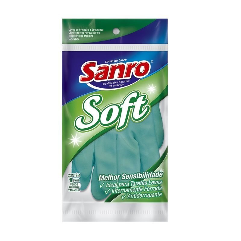 Luva de Látex Verde P Sanro Soft