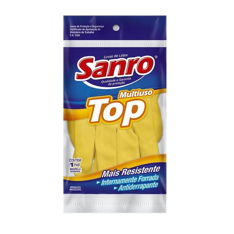Luva de Látex Amarela G Sanro Top