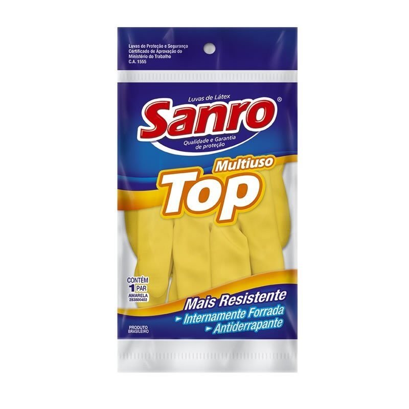 Luva de Látex Amarela P Sanro Top