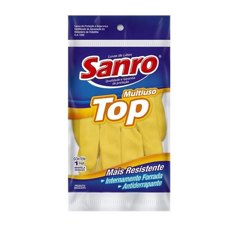 Luva de Látex Amarela XG Sanro Top